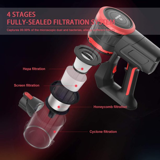 Moosoo K17 Cordless Vacuum 23Kpa 4-in-1 Stick Vacuum Cleaner For Carpet Hard Floor Pet Hair