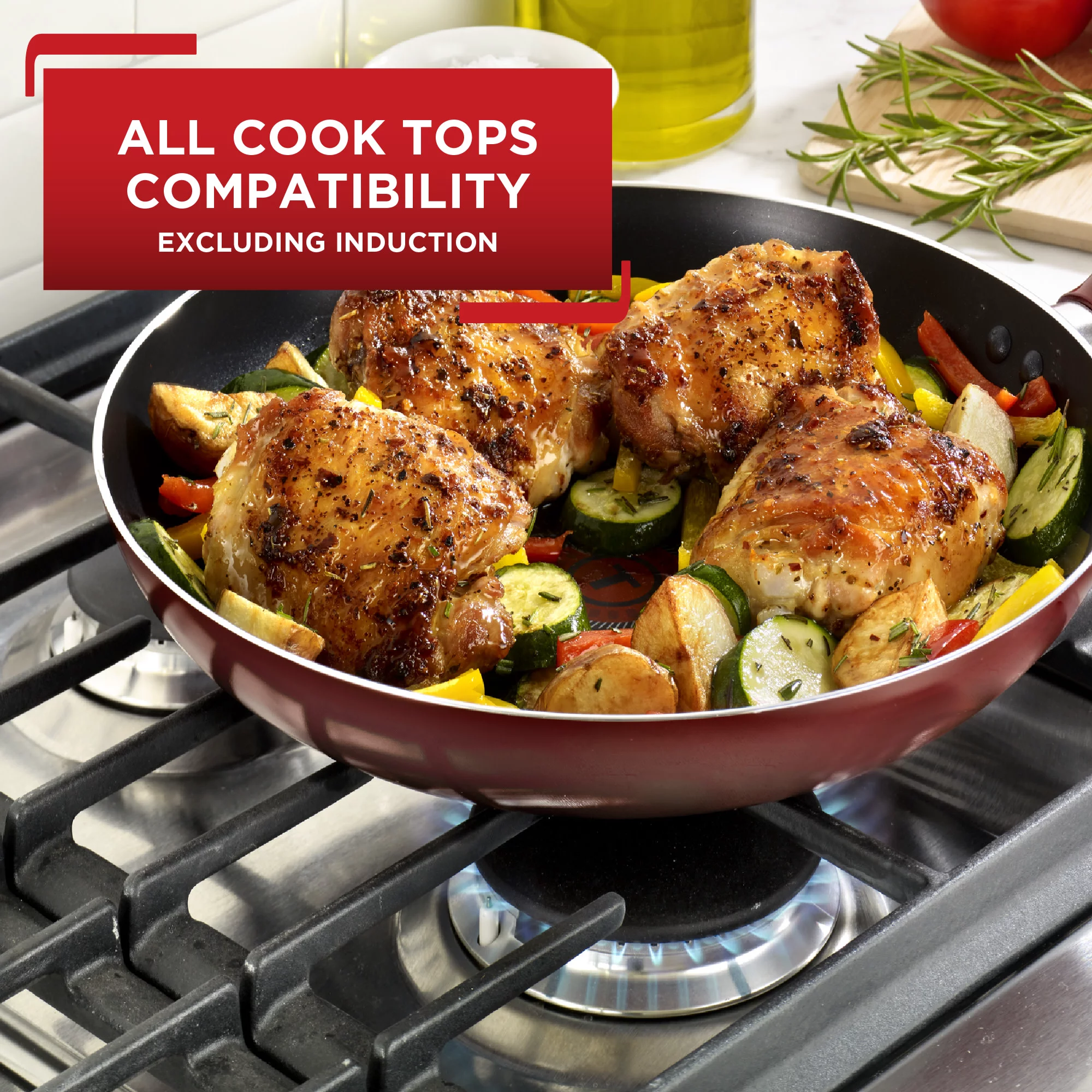 T-fal Easy Care Nonstick Cookware. 12 Piece Set. Red. Dishwasher Safe