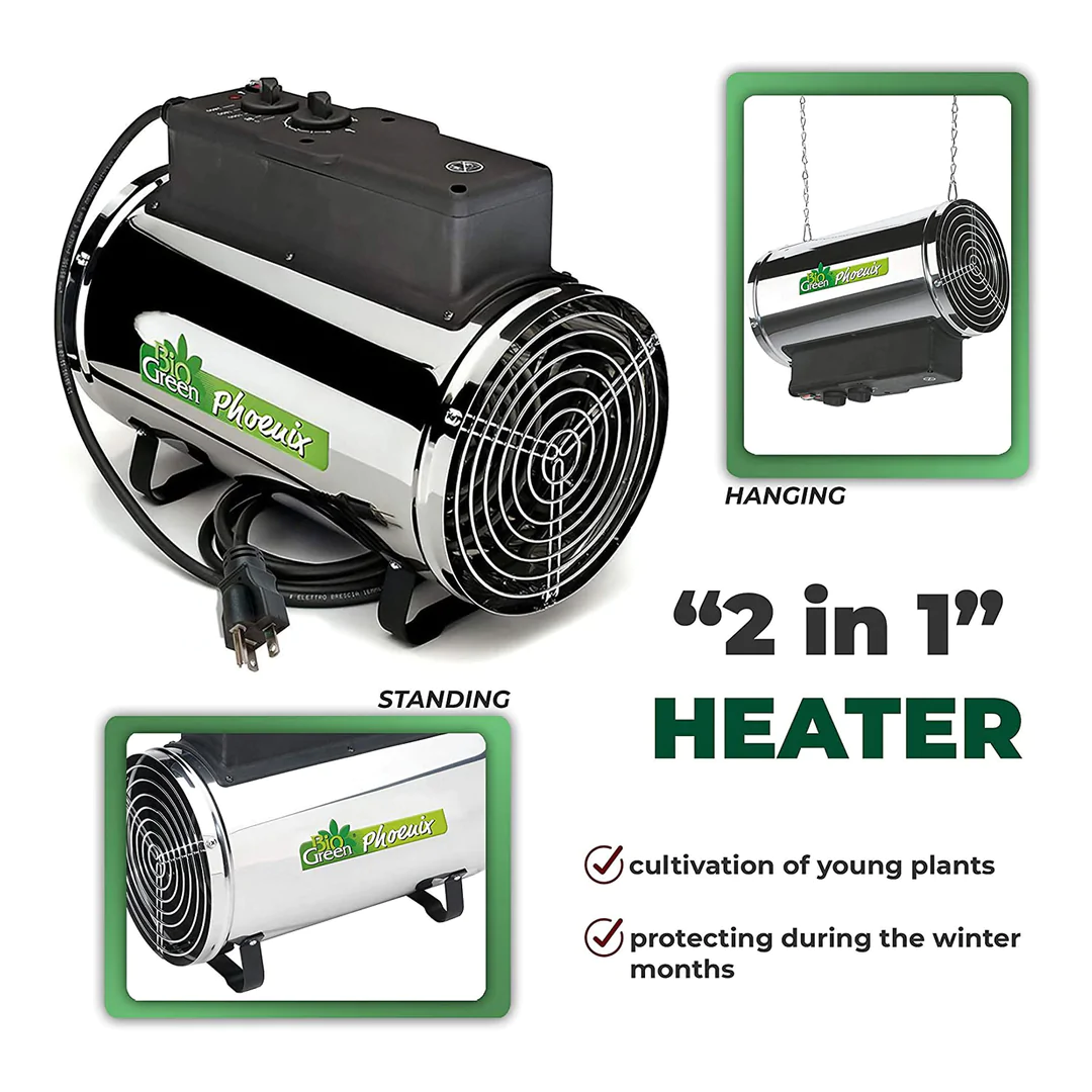 Bio Green PHX2.8/US Portable Phoenix Greenhouse Tent Heater Mount. 2800 Watts