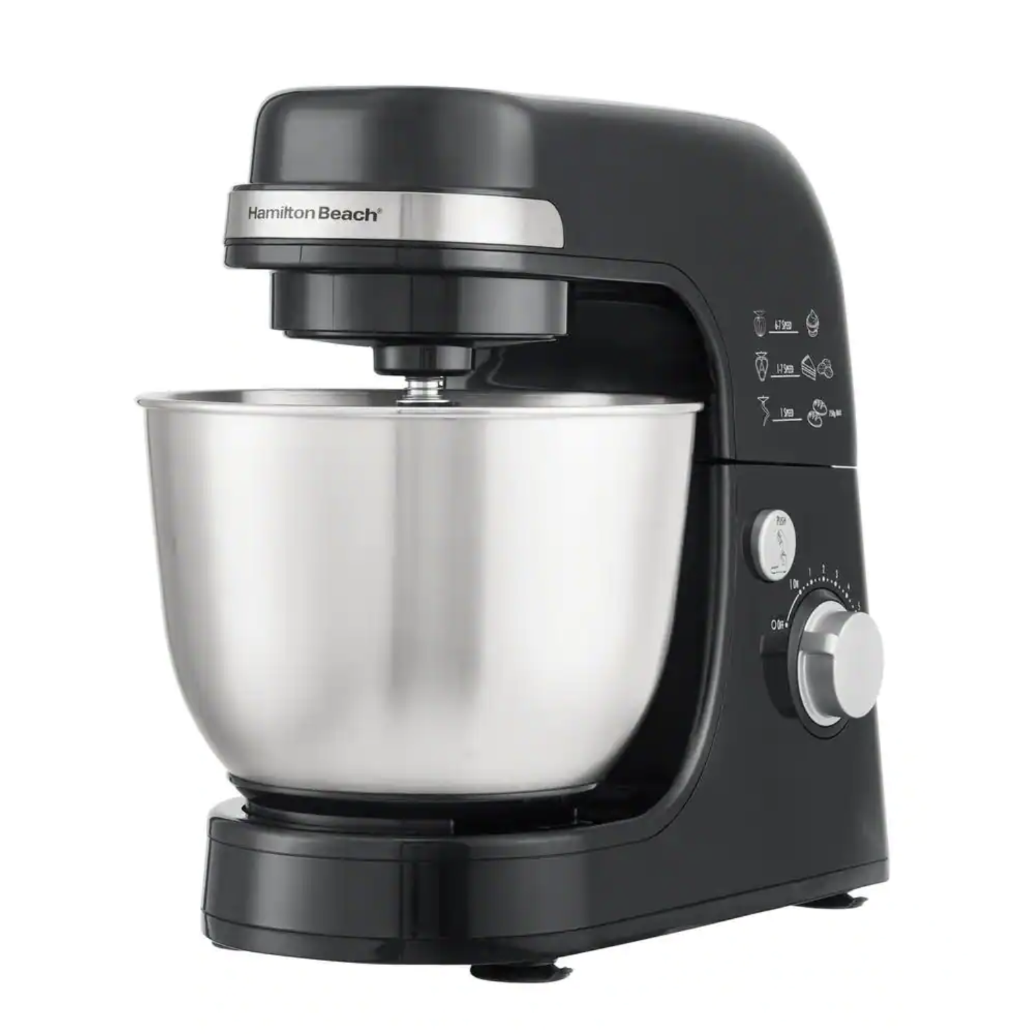 Hamilton Beach 4 qt. 7-speed Black Stand Mixer with Dough Hook. Whisk and Flat Beater Attachments