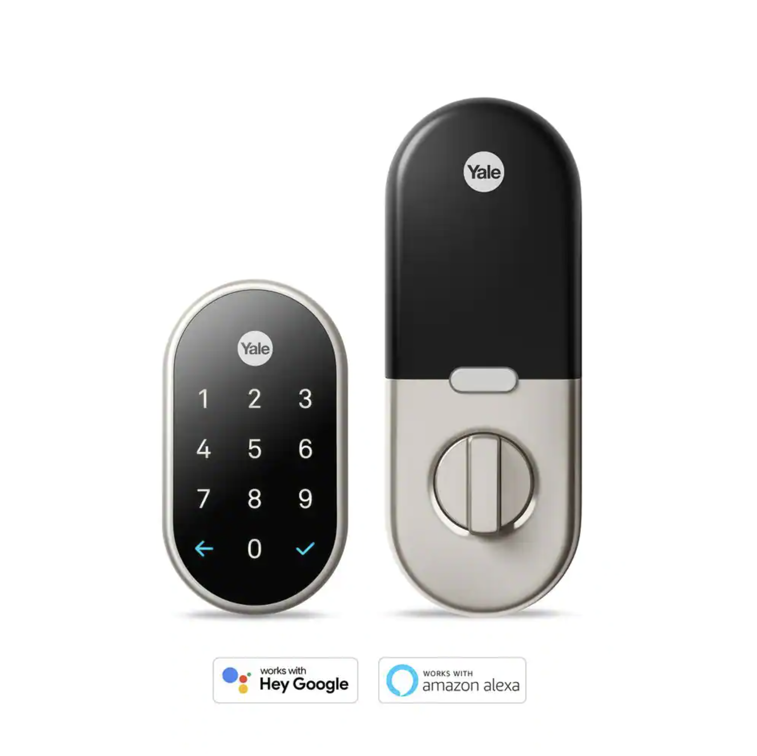 Google Nest x Yale Lock Tamper-Proof Smart Deadbolt Lock with Nest Connect. Satin Nickel