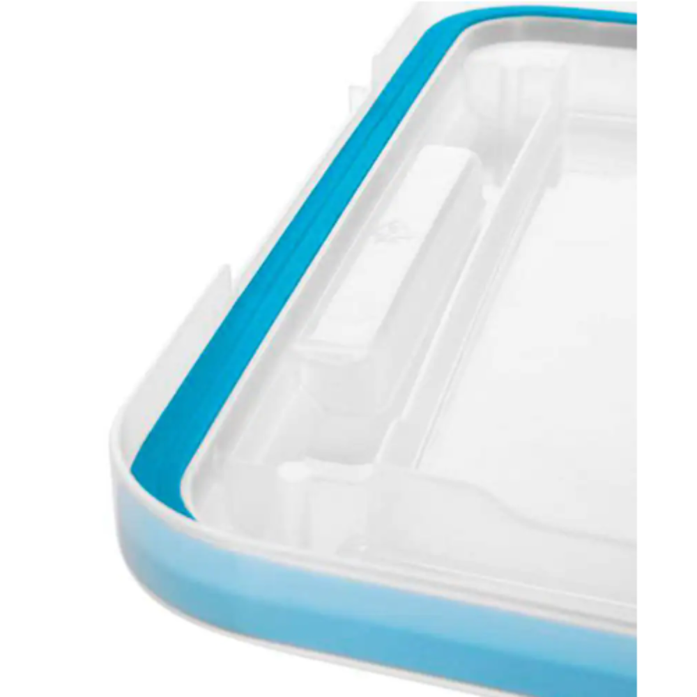 Sterilite 80 Qt. Plastic Home Storage Container in Clear Base and Lid with Blue Aquarium Latches and Gaskets (4-Pack)