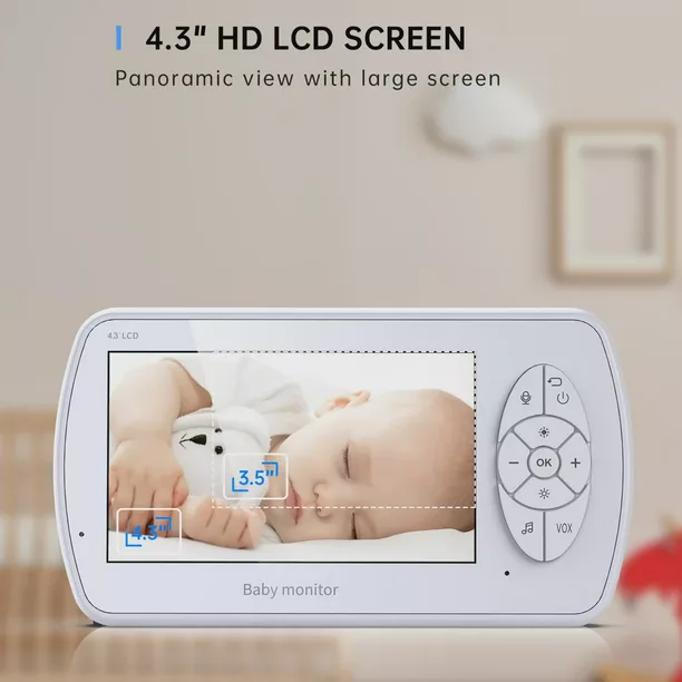VIK 4.3″ Video Baby Monitor with Camera and Audio. 1080P HD Nurser Baby Camera Monitor. White