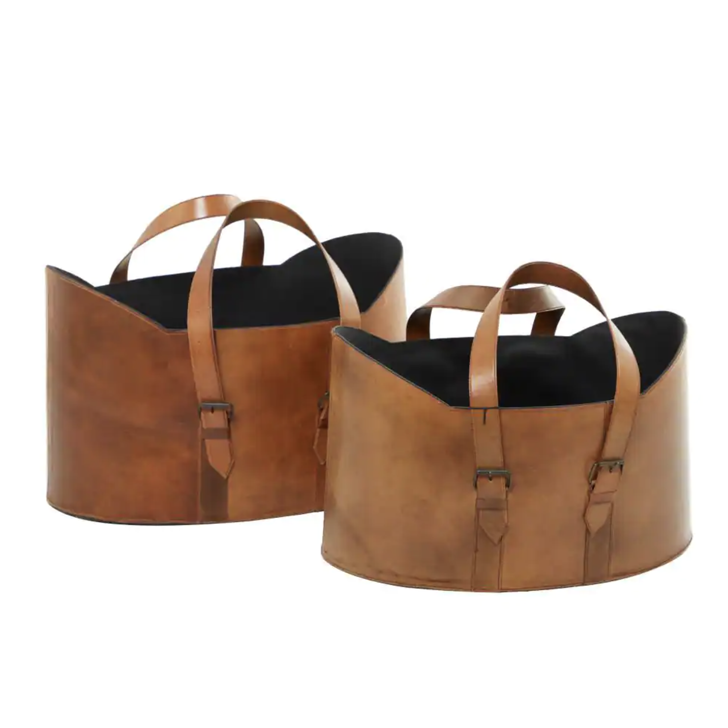 2-Pack Litton Lane Brown Leather Vintage Magazine Rack Holder