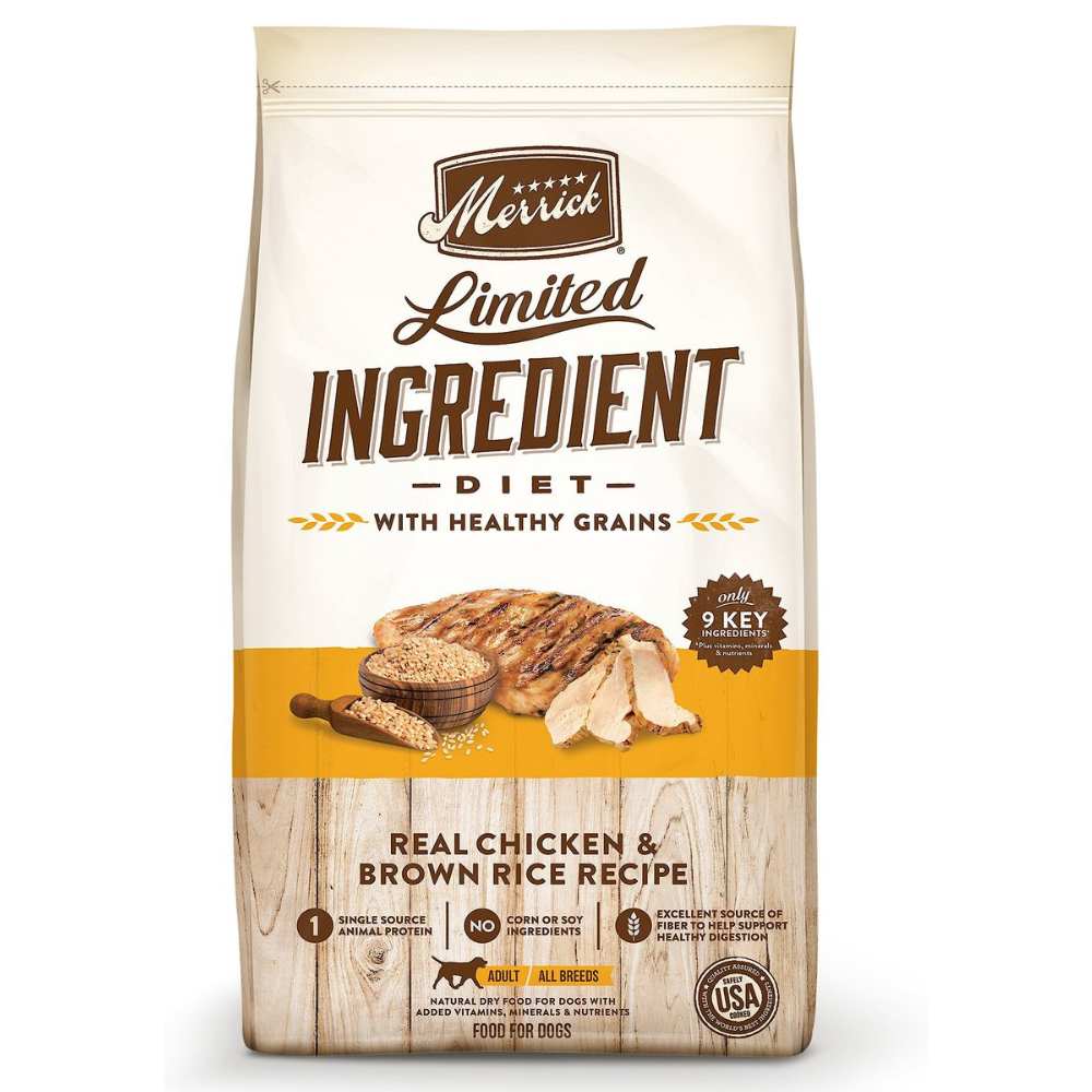Merrick Limited Ingredient Diet Dry Dog Food Real Chicken & Brown Rice. 22-Lb Bag