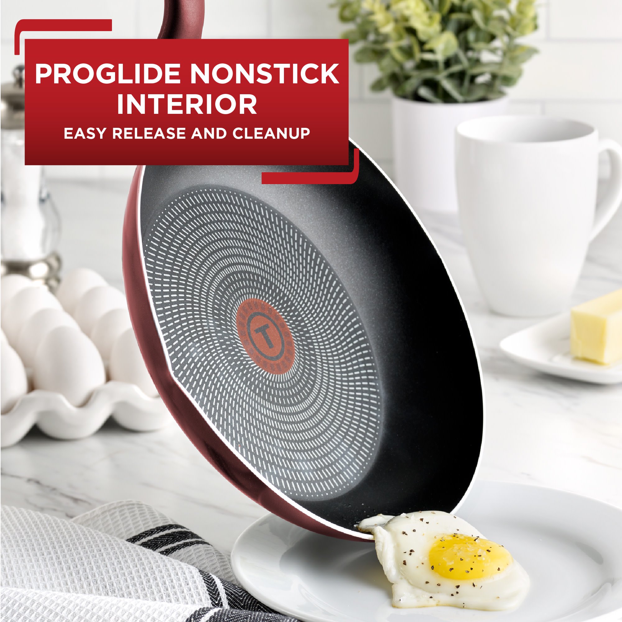 T-fal Easy Care Nonstick Cookware. 20 Pieces Set. Red