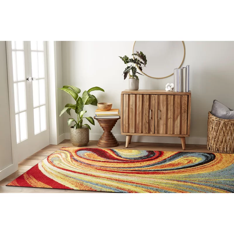 Wrought Studio Olgethorpe Machine Woven/Power Loomed Performance Multi-Colored Rug. Rectangle 9-2″ x 12-5″