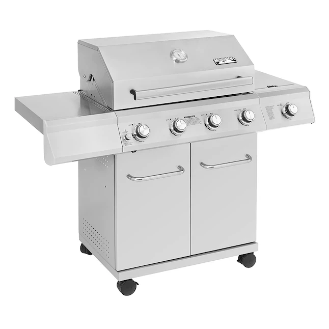 Monument Stainless Steel 4-Burner Liquid Propane Gas Grill With 1 Side Burner