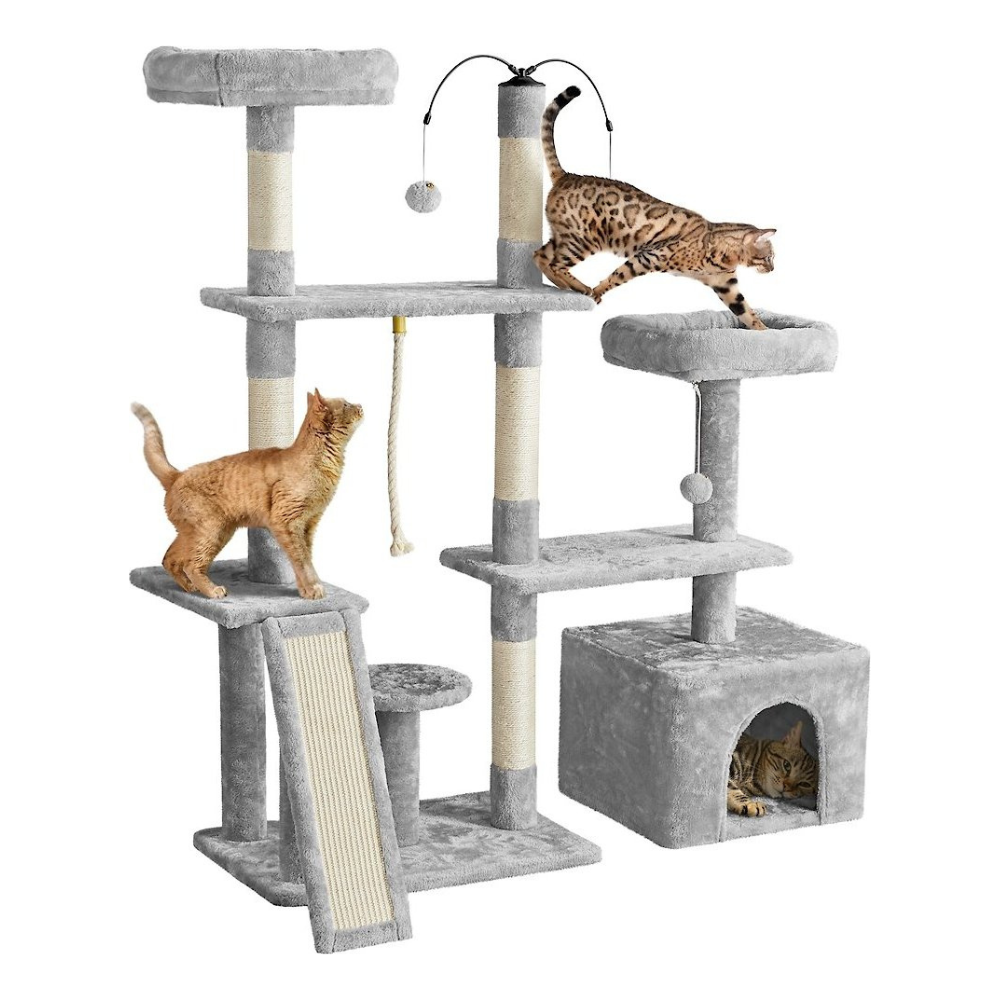 Yaheetech Activity Town 53.5-in Plush Cat Tree. Light Gray