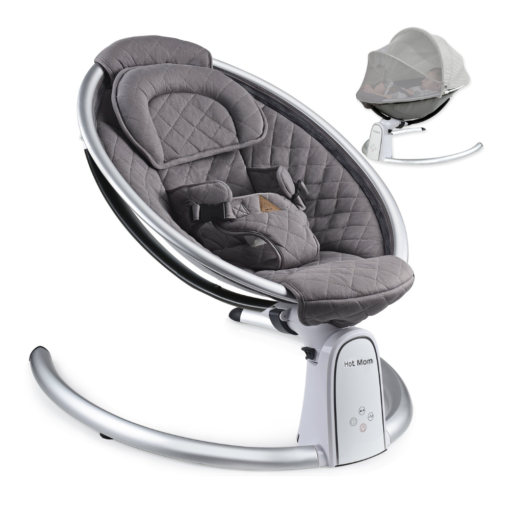 Hot Mom Electric Baby Swing. Bluetooth Baby Rocker with Intelligence Timing. Adjustable Seat Baby Bouncer