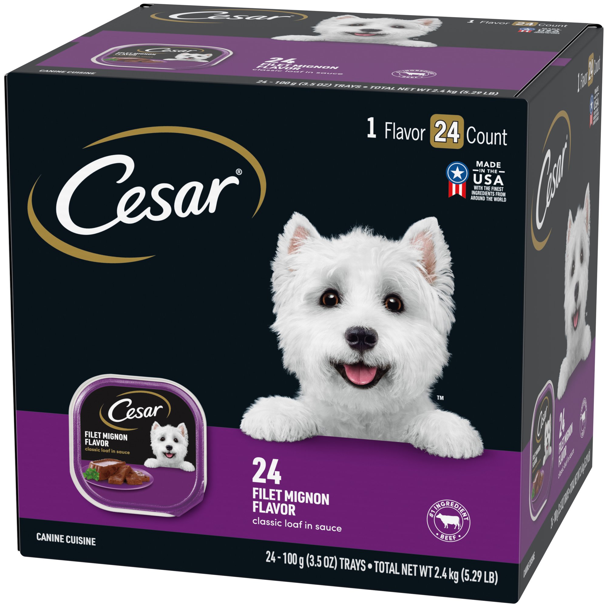 Cesar Classic Loaf In Sauce Filet Mignon Flavor Wet Dog Food Multipack. 3.5 Oz.Trays. 24 Pack