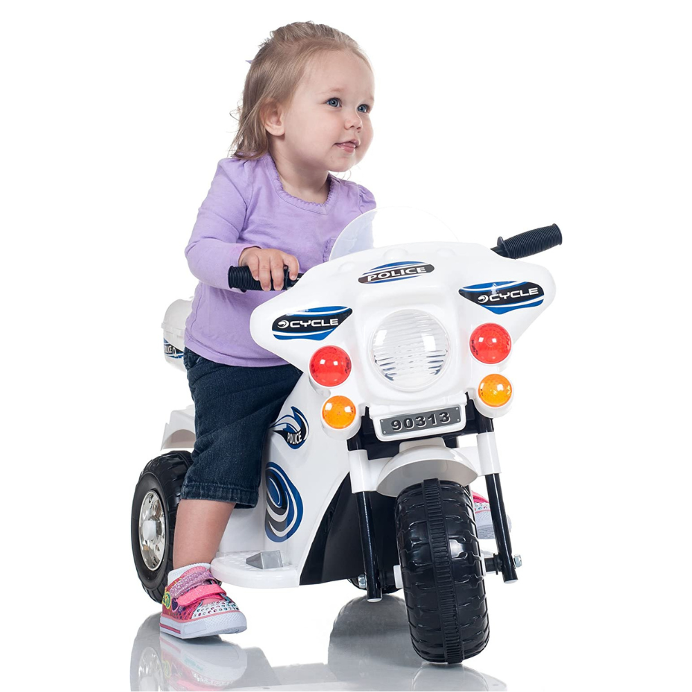 Lil- Rider 3-Wheel Motorcycle for Kids. Battery Powered Ride-On Toy. Police Car