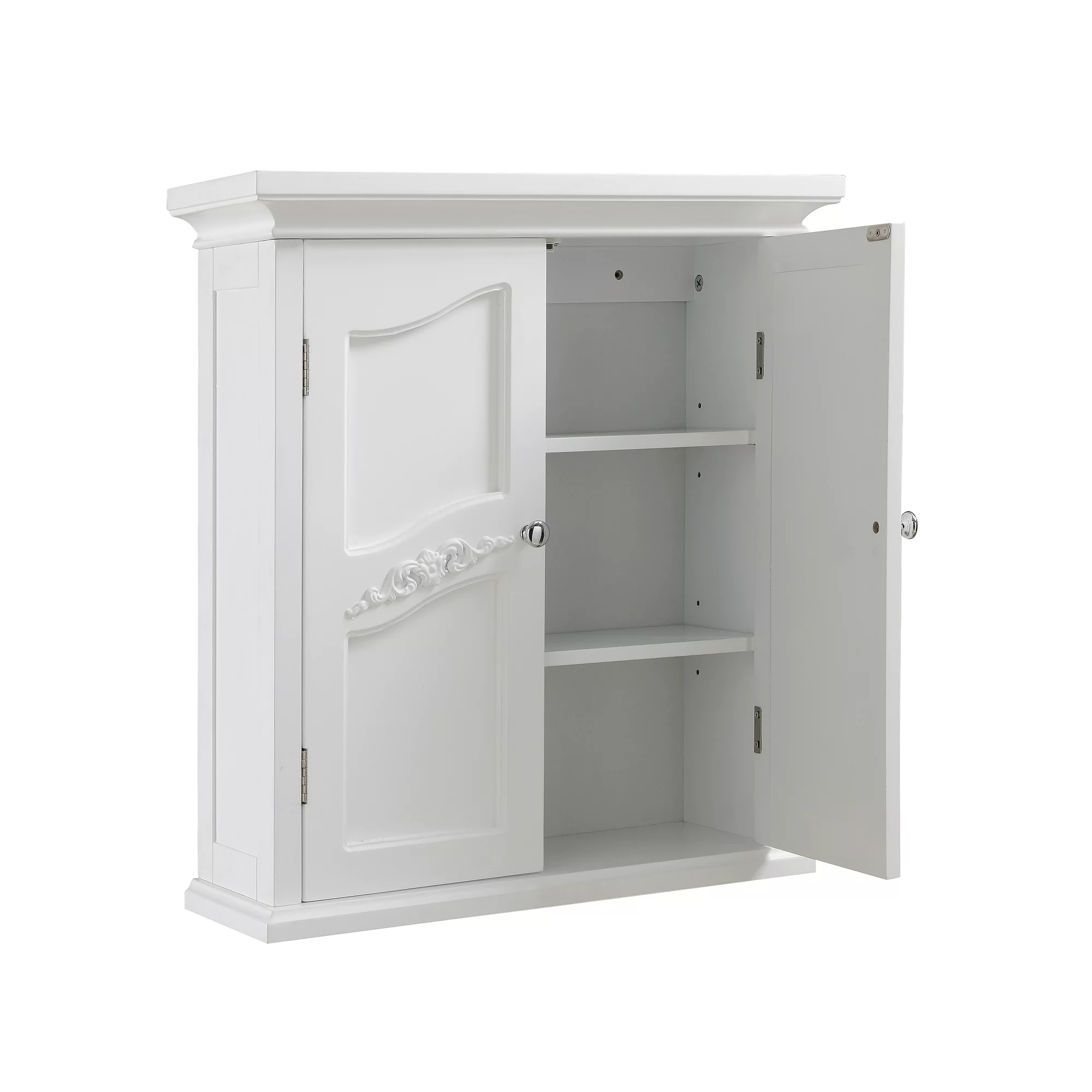 Teamson Home Versailles Wooden Wall Cabinet with 2 Shelves. White