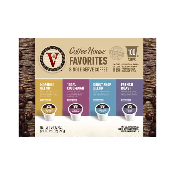 Victor Allen's Coffee Pods Variety Pack. Single Serve K-Cups for Keurig. 100 Count