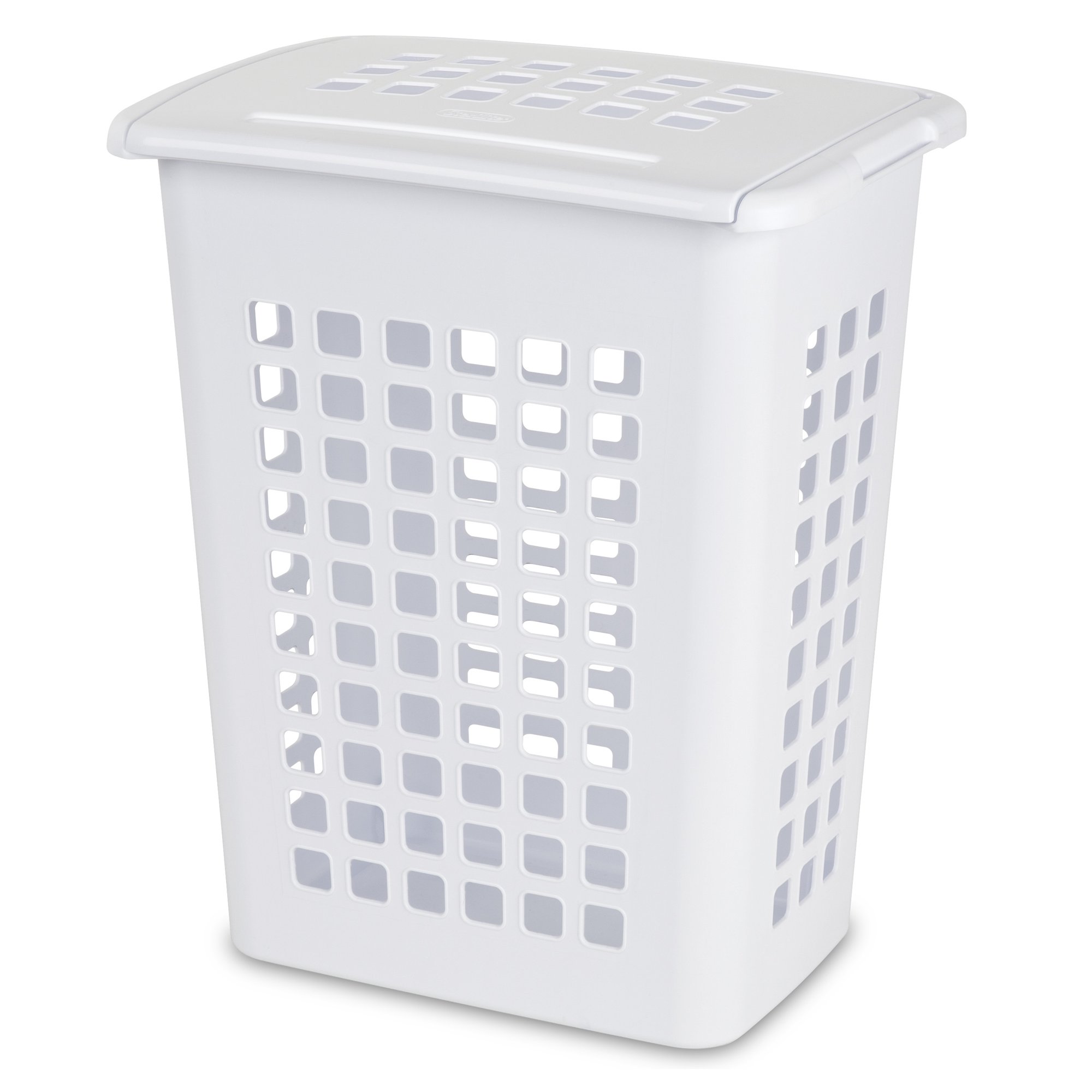 Sterilite Rectangular LiftTop Plastic Laundry Hamper. White. Set of 4