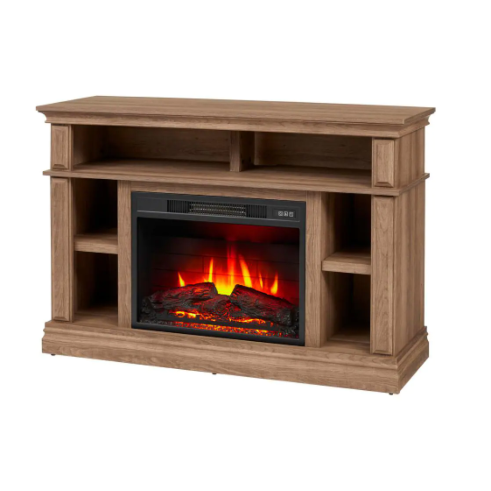StyleWell Wolcott 48 in. Media Console Electric Fireplace in Prairie Ash
