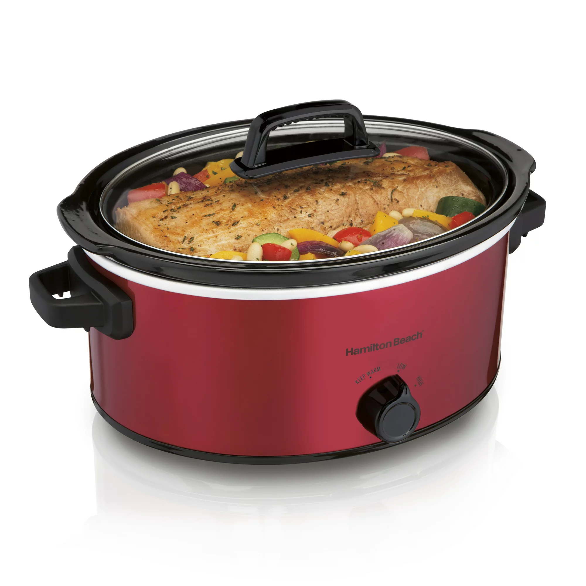 Hamilton Beach Slow Cooker. Large Capacity. Serves 7+. 6 Quarts. Red. 33666