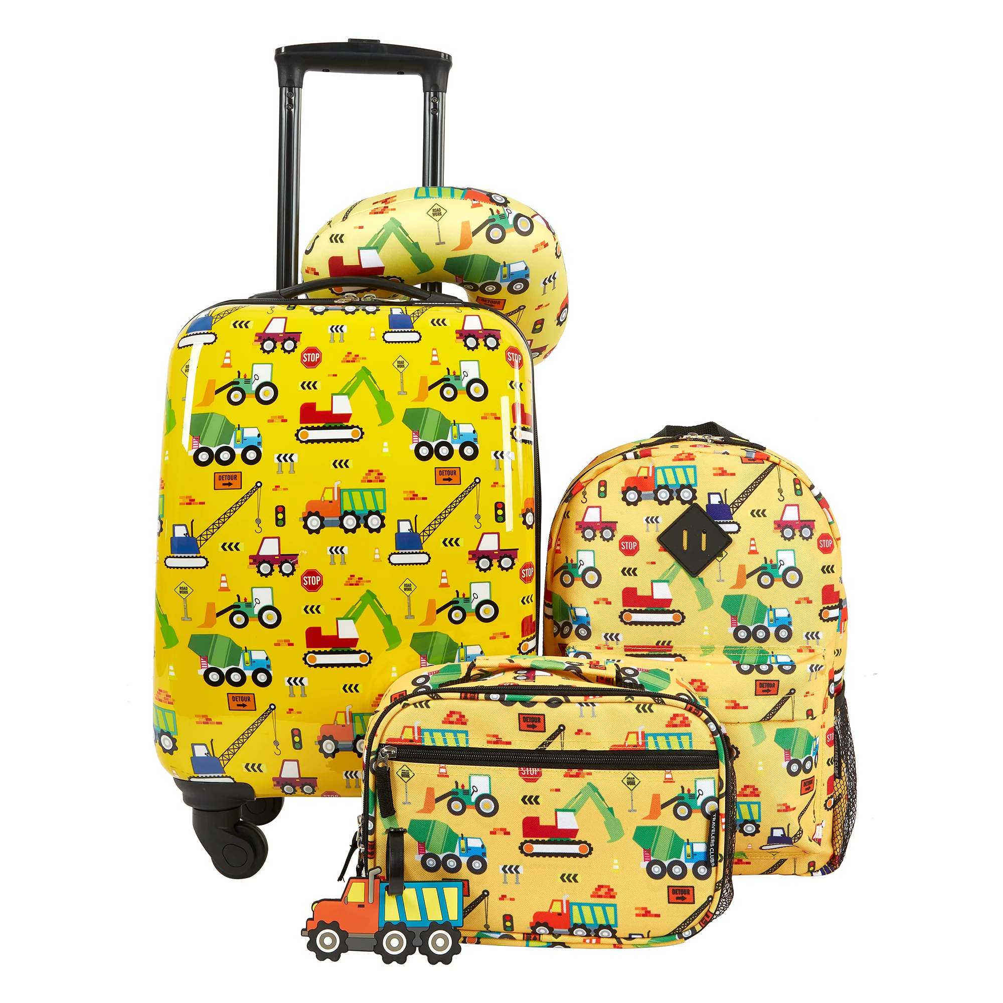 Travelers Club 5-Pc 18″ Kids Luggage Set With 360  4-Wheel Spinner System. Cars