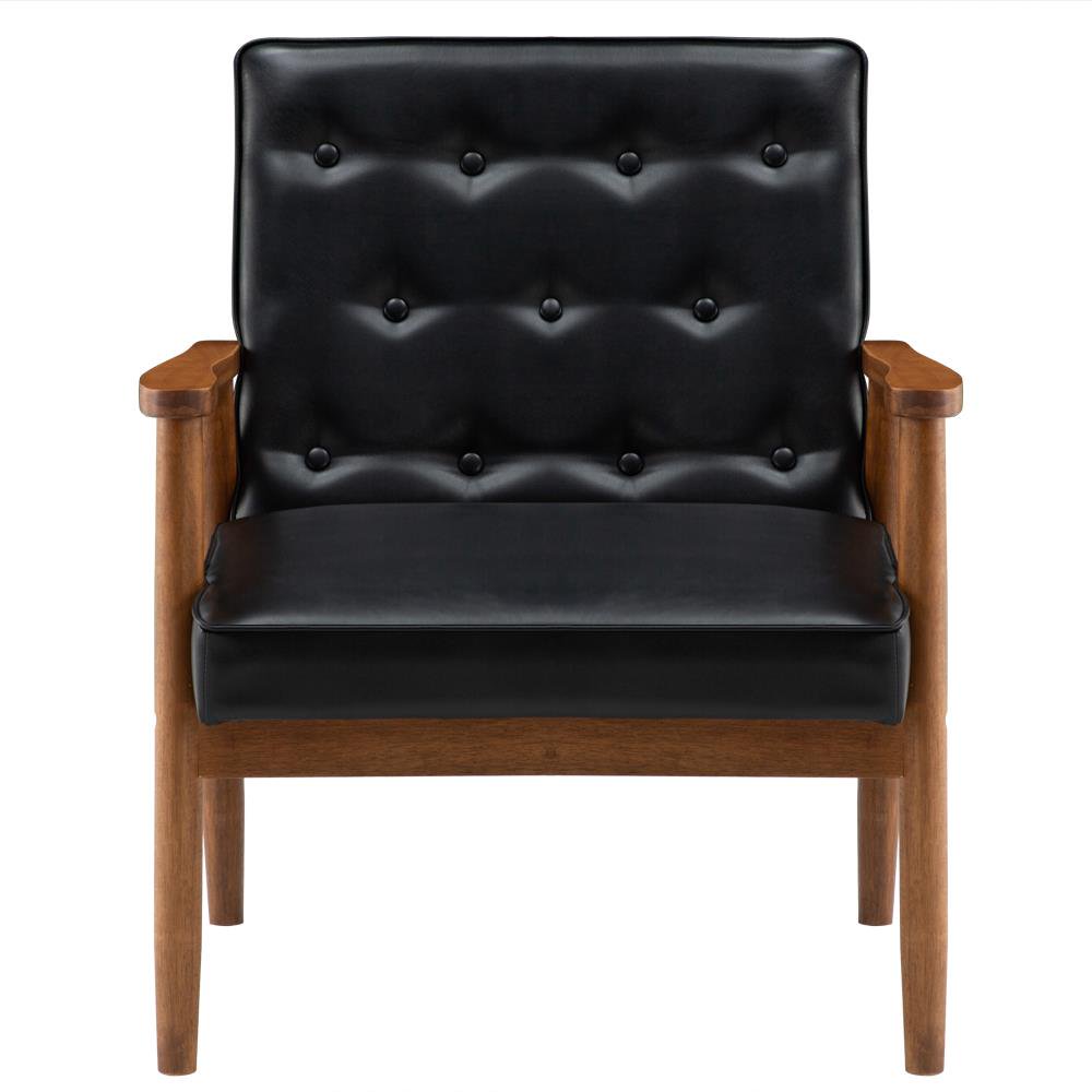 Zimtown Mid-Century Accent Arm Chair Modern Legs Tufted Lounge Chair. Black