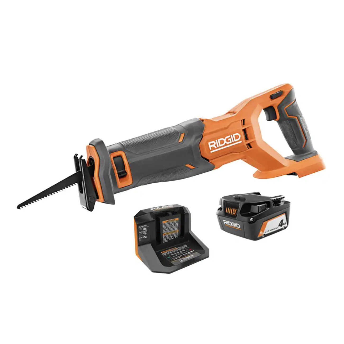 Ridgid 18V Cordless Reciprocating Saw Kit with 4.0 Ah Battery and Charger
