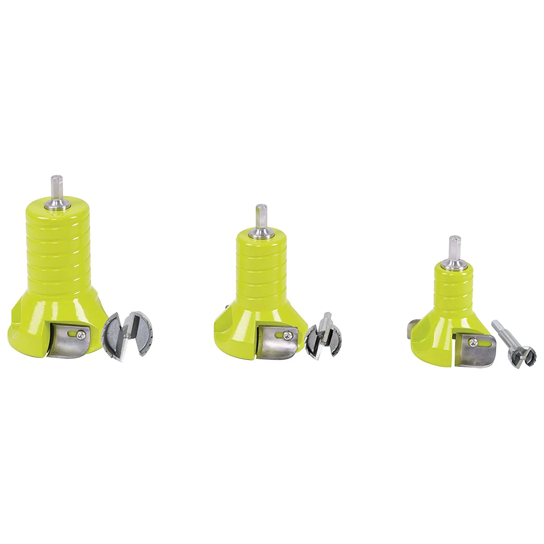 Timber Tuff 3 Piece 1. 1.5. and 2 Inch Tenon Cutter Set with Forstner Bit. Green