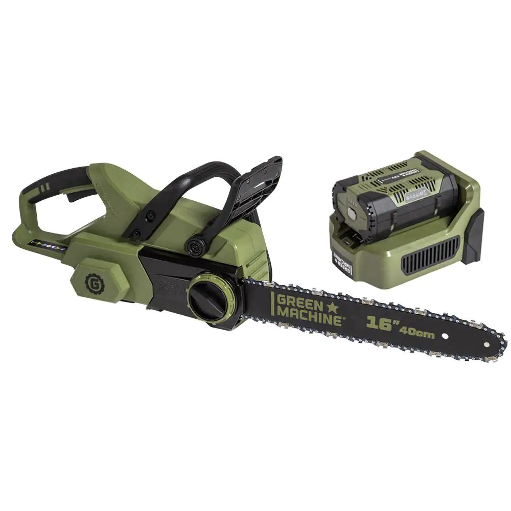 Green Machine 62V Brushless 16 In. Cordless Battery Chainsaw Auto-Tensioning System