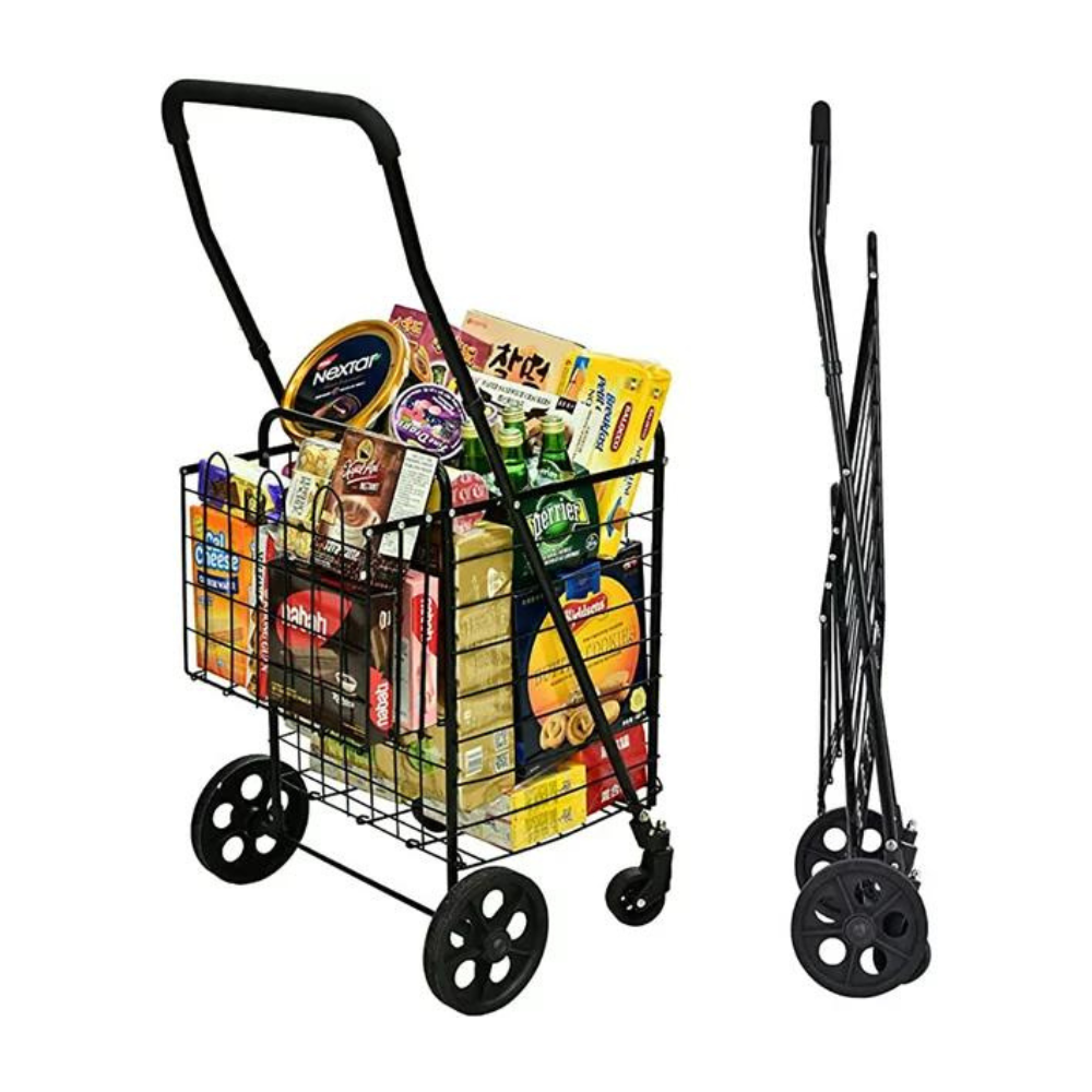 Siffler Shopping Cart with 360° Rolling Swivel Wheels. Medium-Black