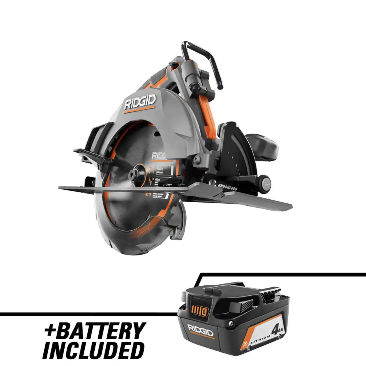 Ridgid 18V OCTANE Brushless Cordless 7-1/4 in. Circular Saw with 18V Lithium-Ion 4.0 Ah Battery