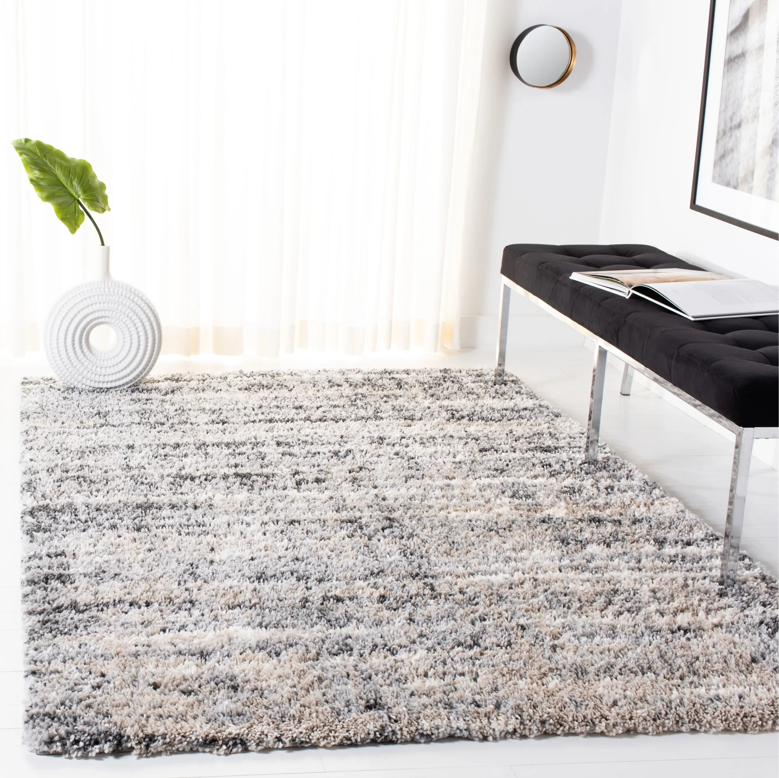 17 Stories Hartmann Machine Woven / Power Loomed Performance Ivory/Gray Rug