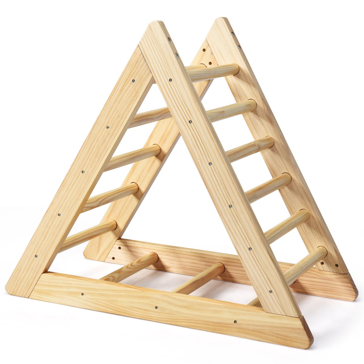 Costway Wooden Climbing Pikler Triangle with Climbing Ladder For Toddler Step Training
