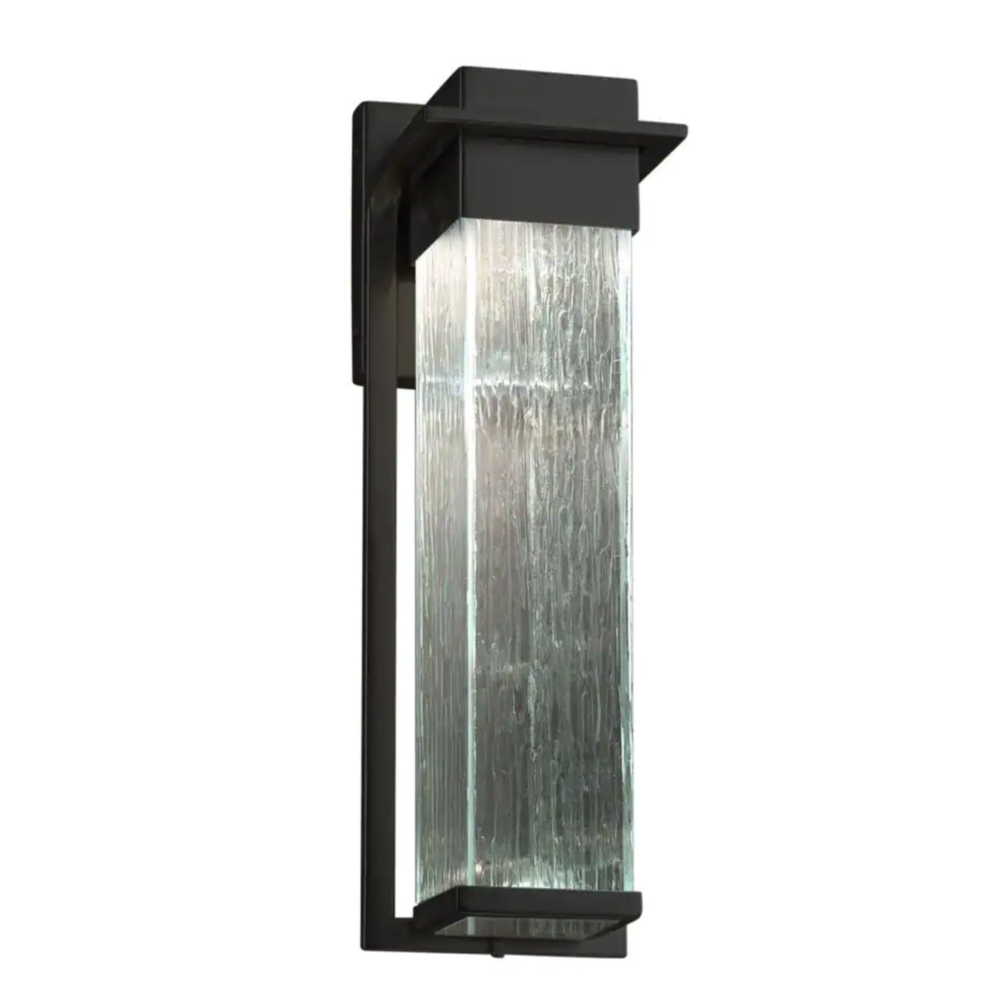 Justice Design Fusion Pacific Matte Black LED Outdoor Wall Lantern Sconce with Rain Shade