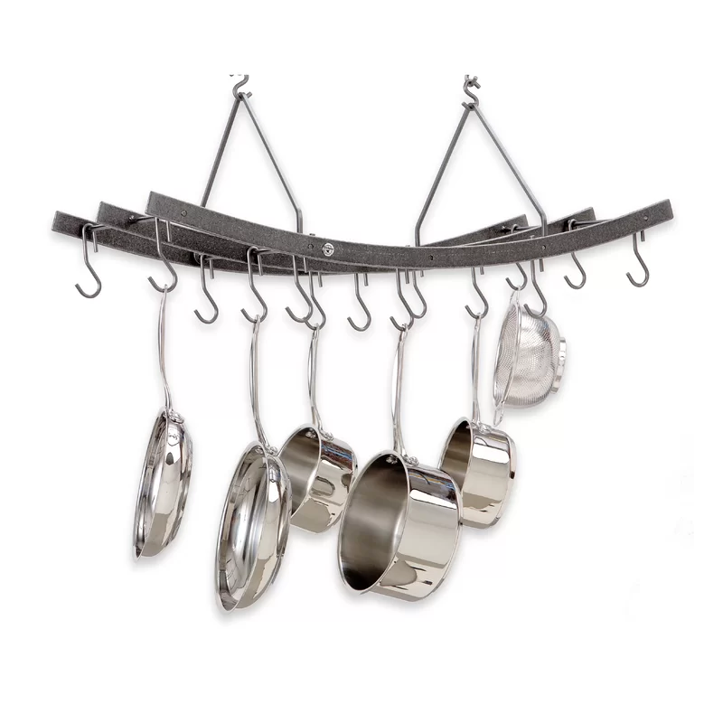 Enclume Premier Handcrafted Reversible Arch Ceiling Pot Rack. Hammered Steel