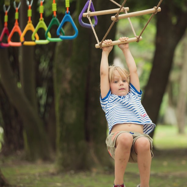 JumpTastic Ninja Line Obstacle Course. 50ft Ninja Slackline with 11 Pcs Accessories