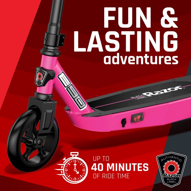 Razor Black Label E90 Electric Scooter For Kids Ages 8+ And Up To 120 lbs. Pink