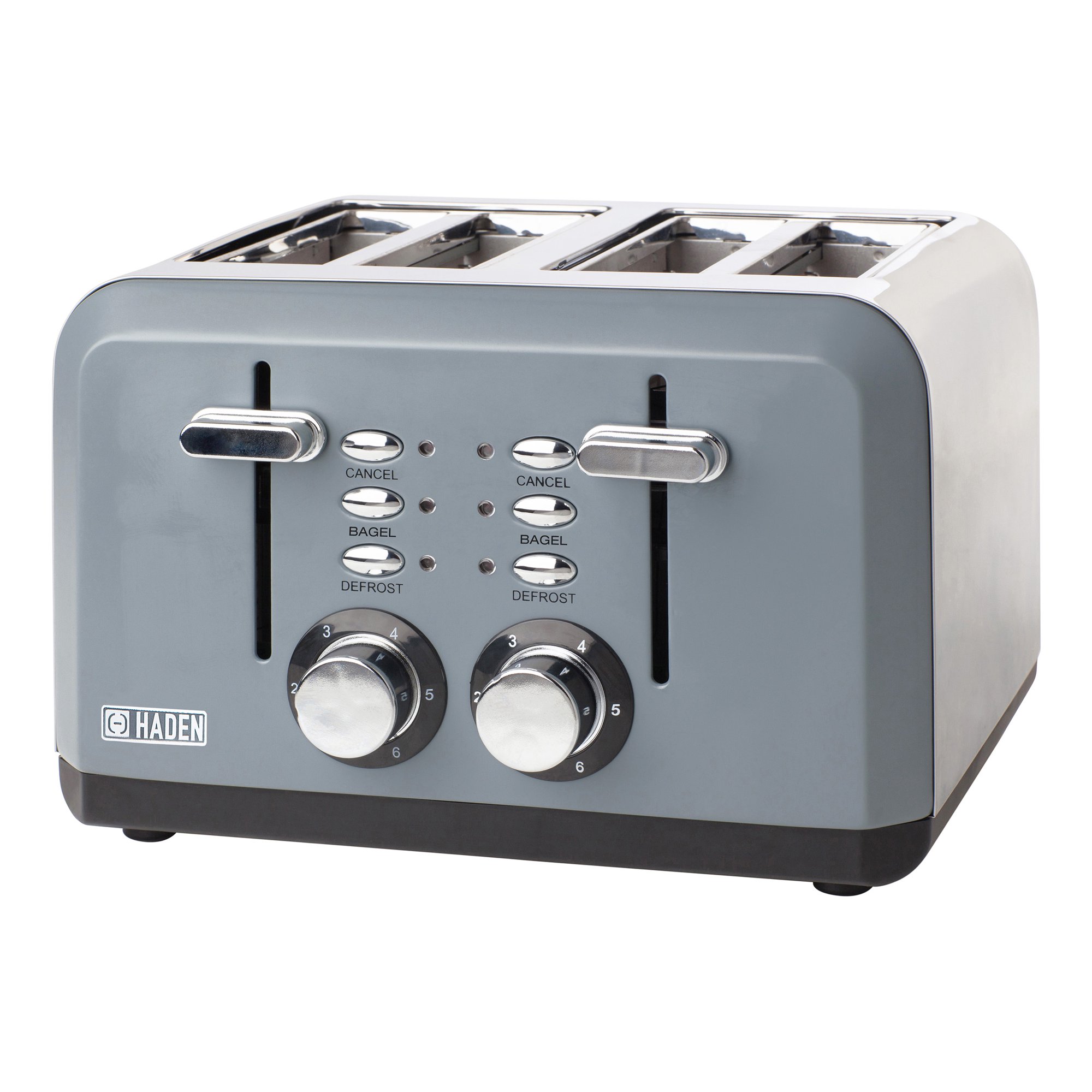 Haden 75007 Perth Wide Slot Stainless Steel Retro 4 Slice Toaster. Slate Gray