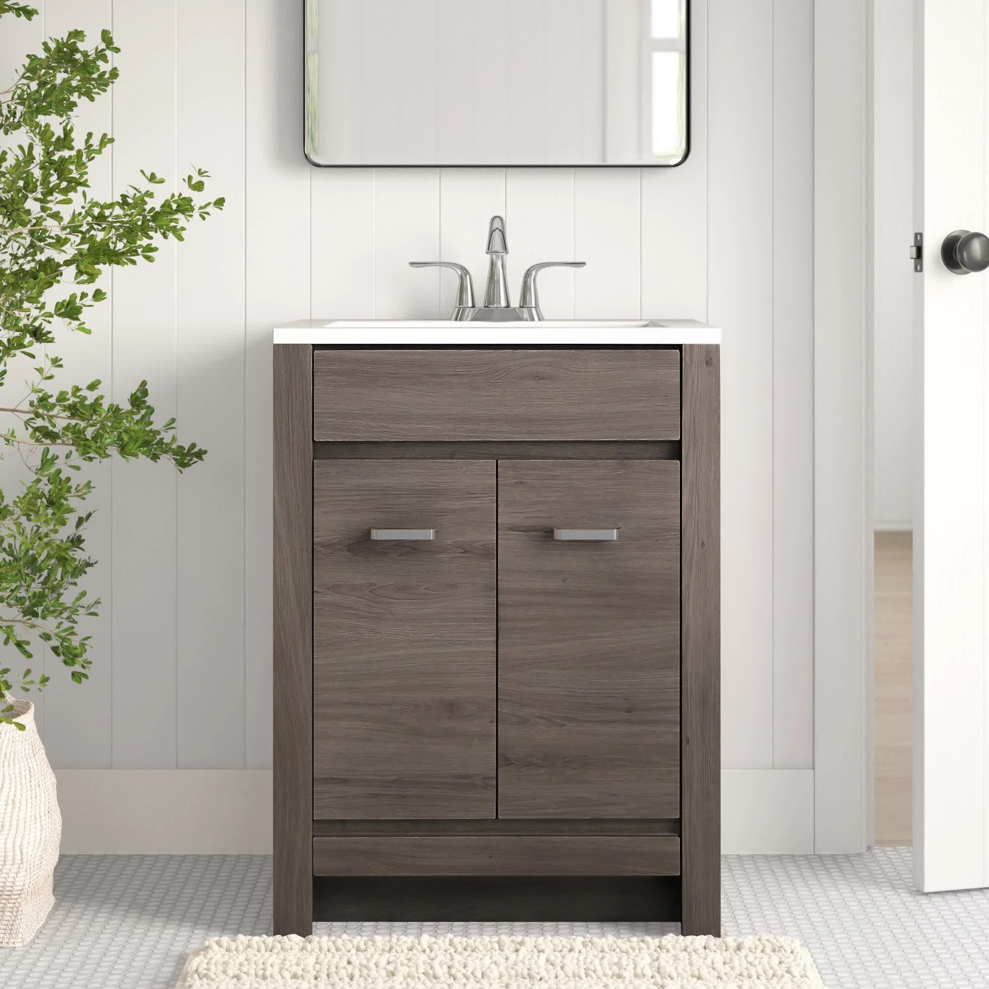 Sand & Stable Lilly 24.25” Free-standing Single Bathroom Vanity. Dark Oak