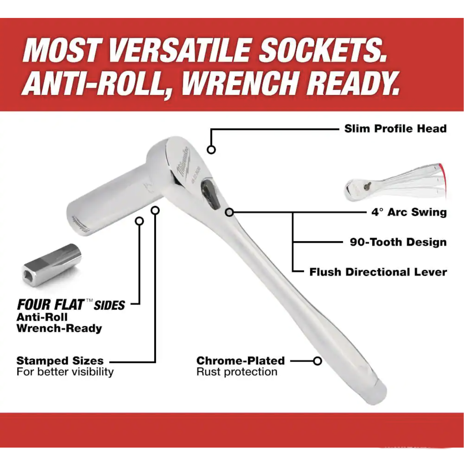 Milwaukee 1/2 in. Drive SAE/Metric Ratchet and Socket Mechanics Tool Set. 47-Piece (48-22-9010)
