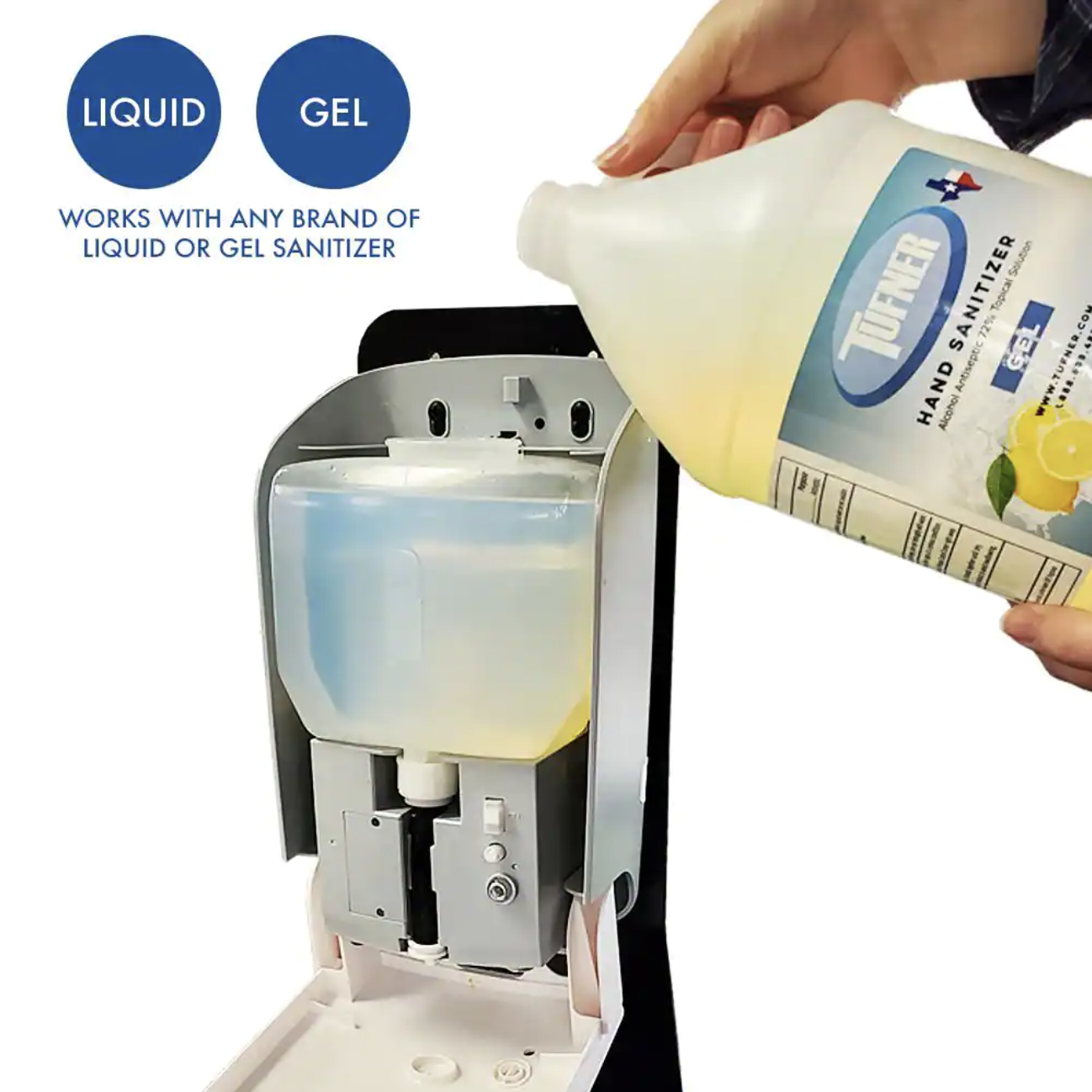 Tufner Automatic Hand Sanitizer Dispenser Floor Stand Station. White