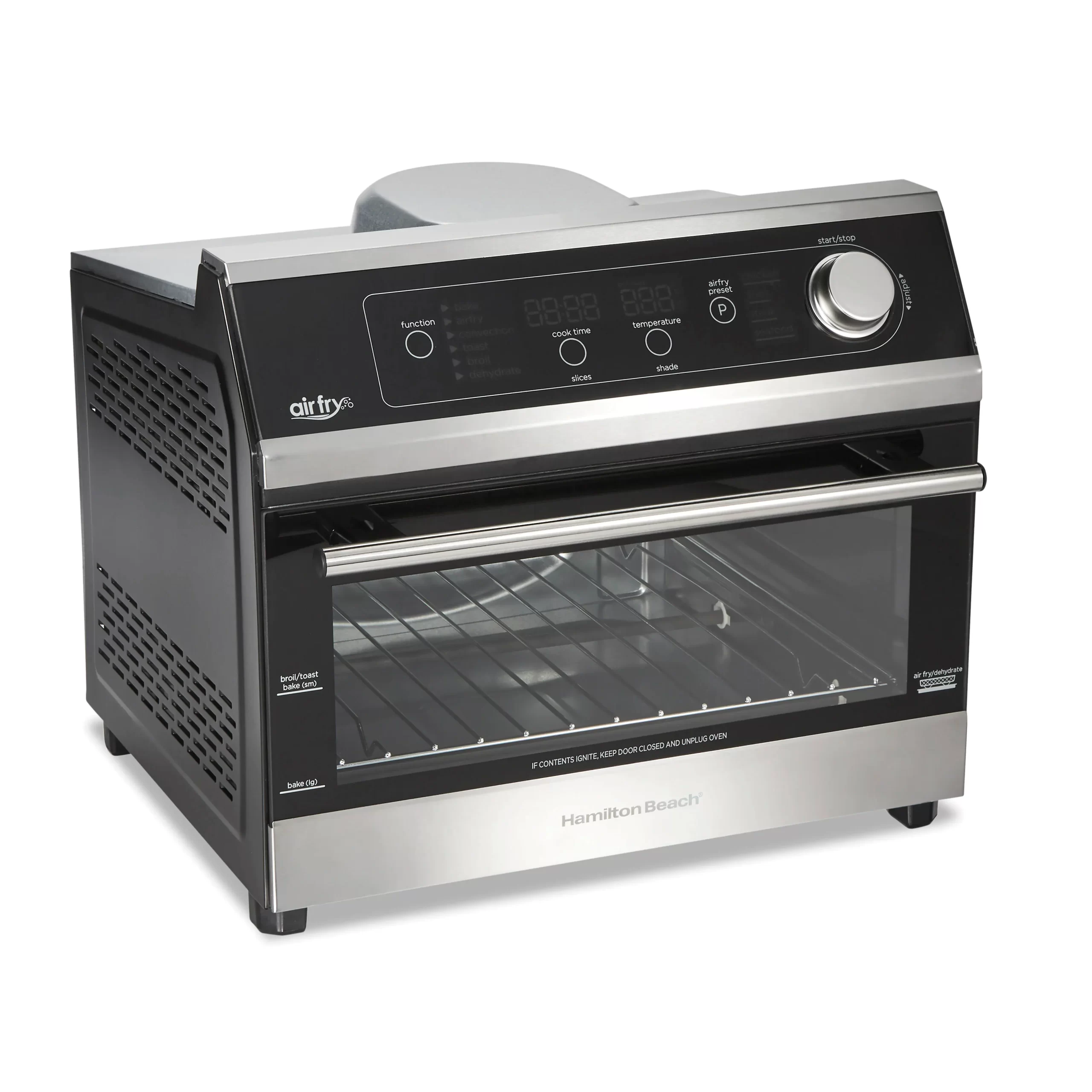 Hamilton Beach 1800 W 6-Slice Black Digital Air Fry Toaster Oven. 31220