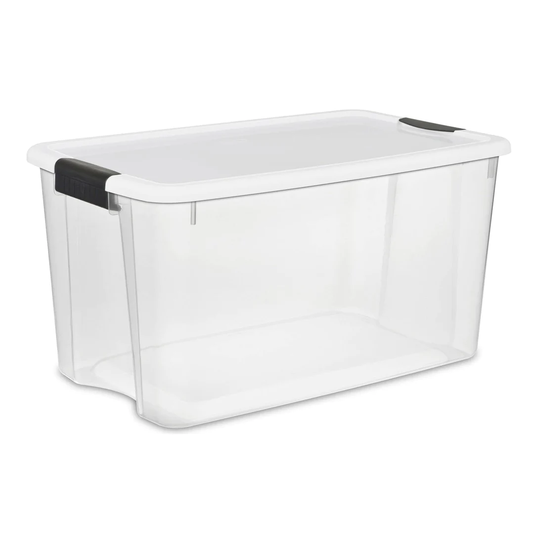 Sterilite 70 Quart XL Clear Plastic Stacking Storage Container Boxes. 8 Pack