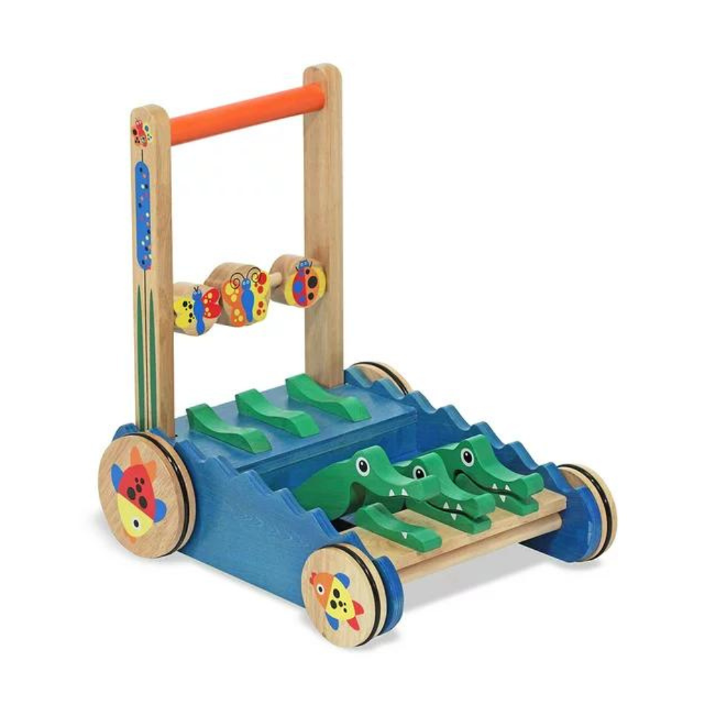 Melissa & Doug Deluxe Chomp and Clack Alligator Wooden Push Toy and Activity Walker