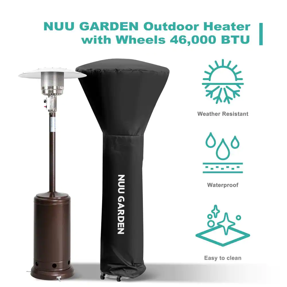 Nuu Garden 46.000 BTU Hammered Bronze Steel Propane Patio Heater With PVC Protect Cover