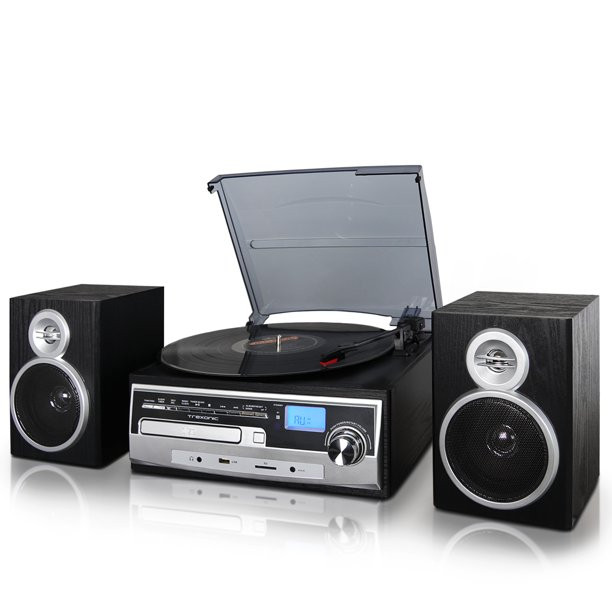Trexonic 3-Speed Turntable with CD Player. FM Radio. Bluetooth. USB/SD Recording