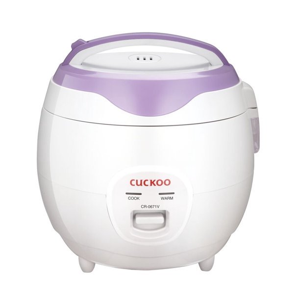Cuckoo CR-0671V 6 Cup Basic Electric Rice Cooker and Warmer. White/Purple