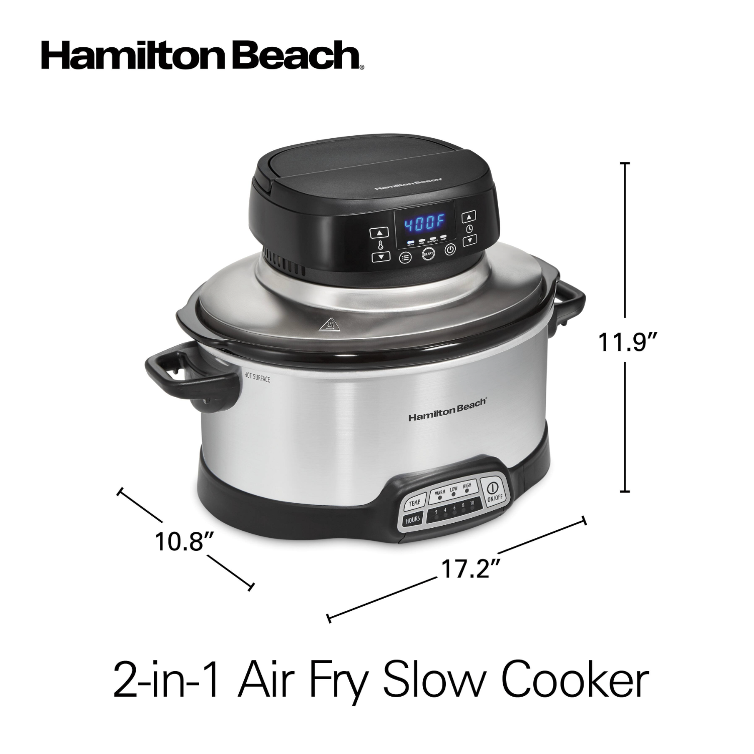 Hamilton Beach 2 in 1 6 Qt. Stainless Steel Slow Cooker with Air Fry Lid