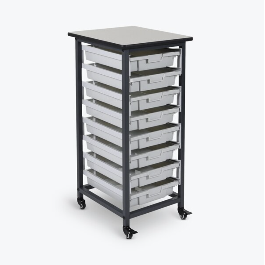 Luxor 20 in. x 37 in. Mobile Bin Storage Cart Single Row and Single Bin in Black Frame
