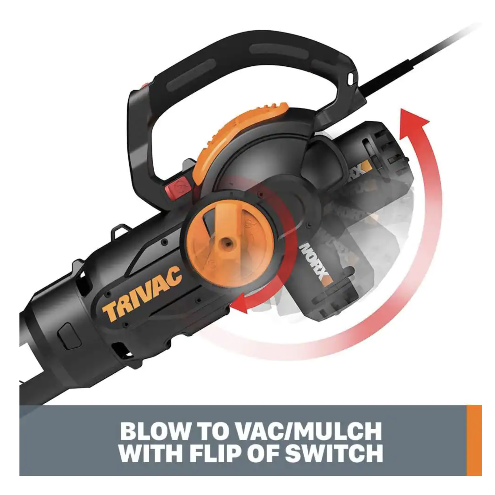 Worx TRIVAC 2.0 70 MPH 600 CFM Electric 12 Amp 3-in-1 Blower. Mulcher. Yard And Lawn Vacuum With Metal Impeller