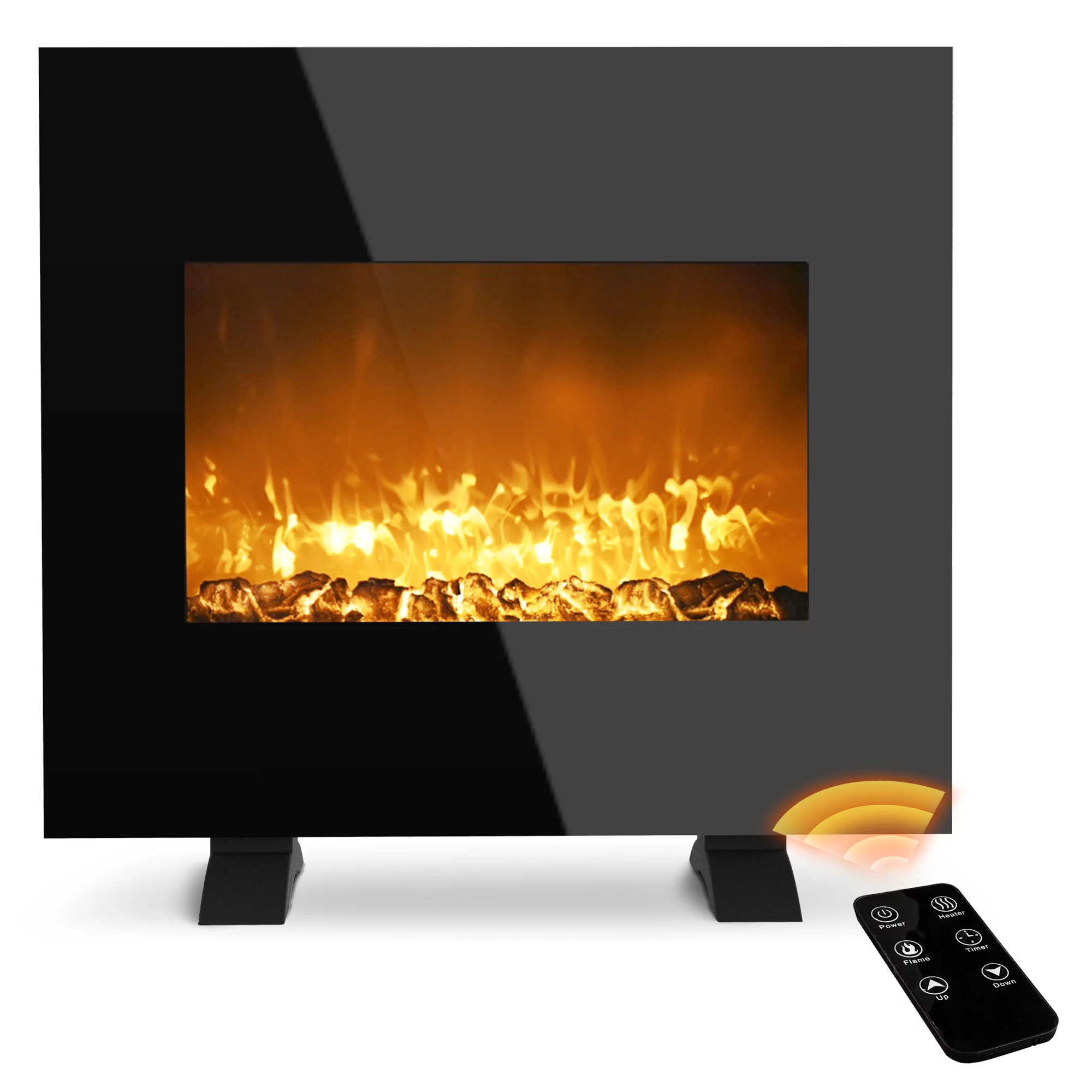 LifePlus 26″ 1500-Watt Freestanding or Wall Mounted Electric Fireplace Heater. Black