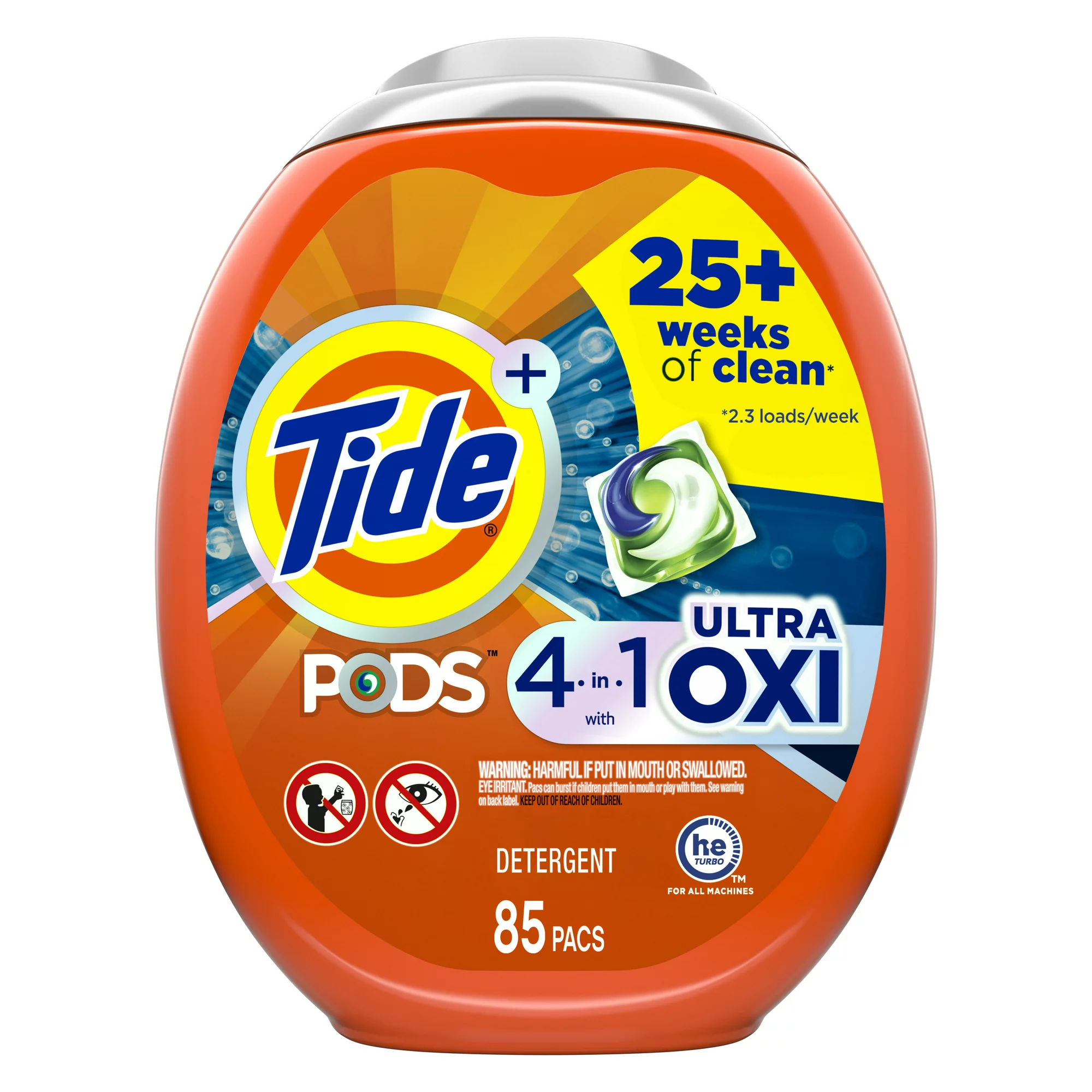 Tide PODS Liquid Laundry Detergent Soap Pacs. 4-In-1 Ultra Oxi