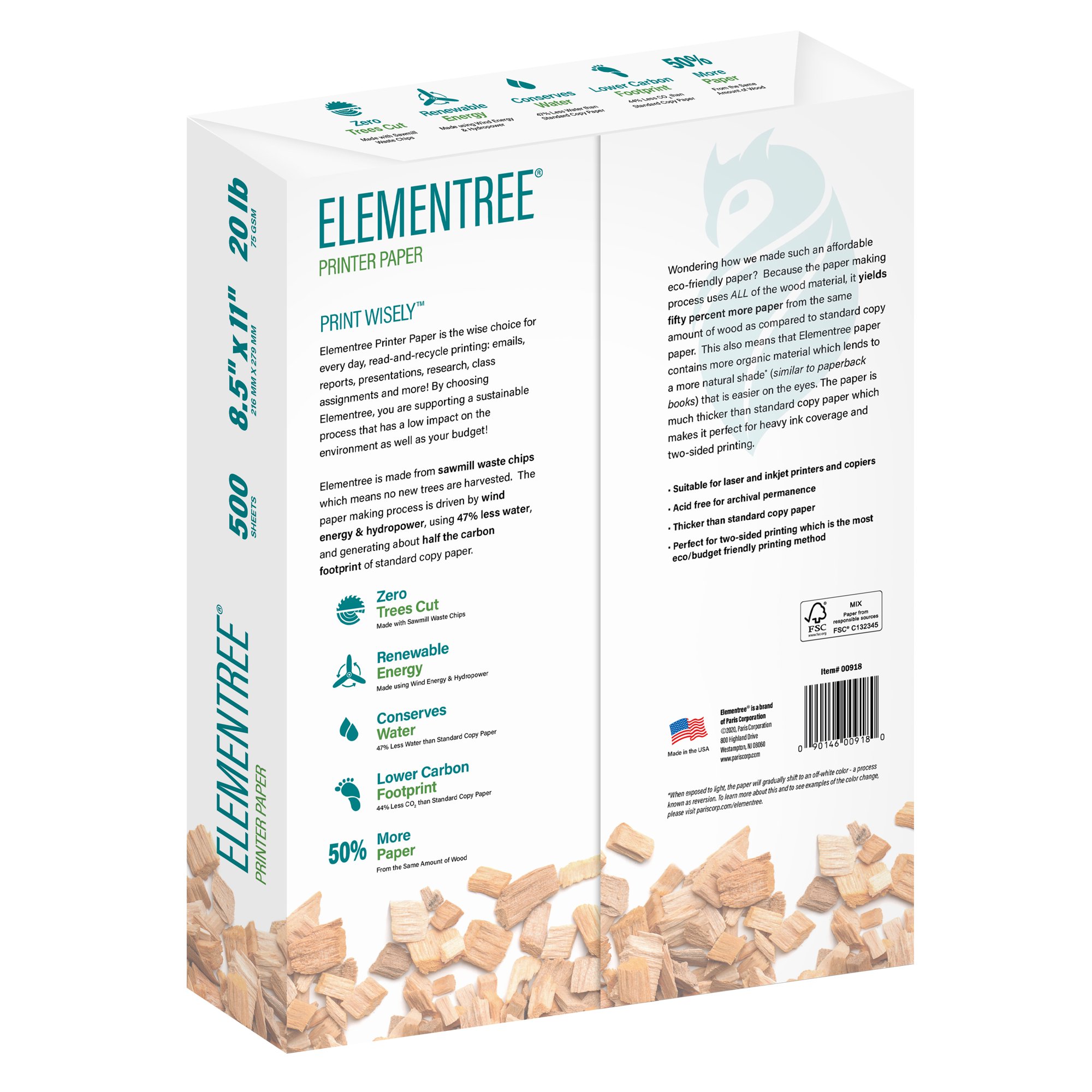 Paris Corporation Elementree Sustainable Multipurpose Paper. 8.5 x 11 Inches. 4000 Sheets